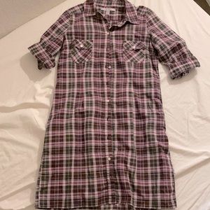 Old Navy Purple Plaid Shirt Dress